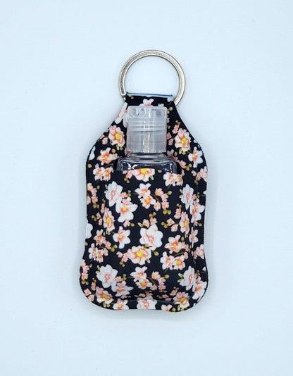 Neoprene hand sanitizer holder, Sakura Black design