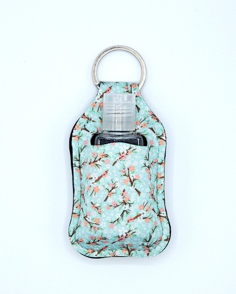 Neoprene hand sanitizer holder, Sakura Light Blue design