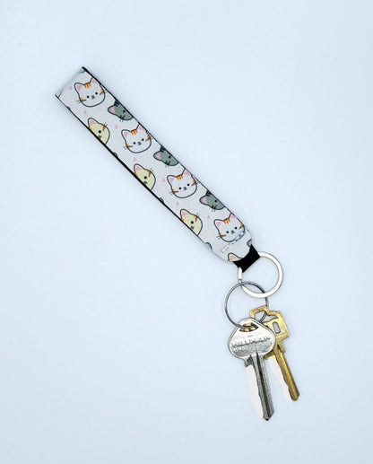Neoprene wrist lanyard, Cat Kawaii design