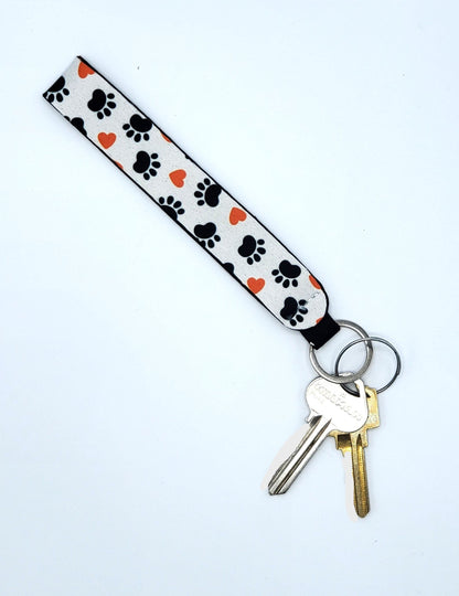 Neoprene wrist lanyard, Paws Heart design