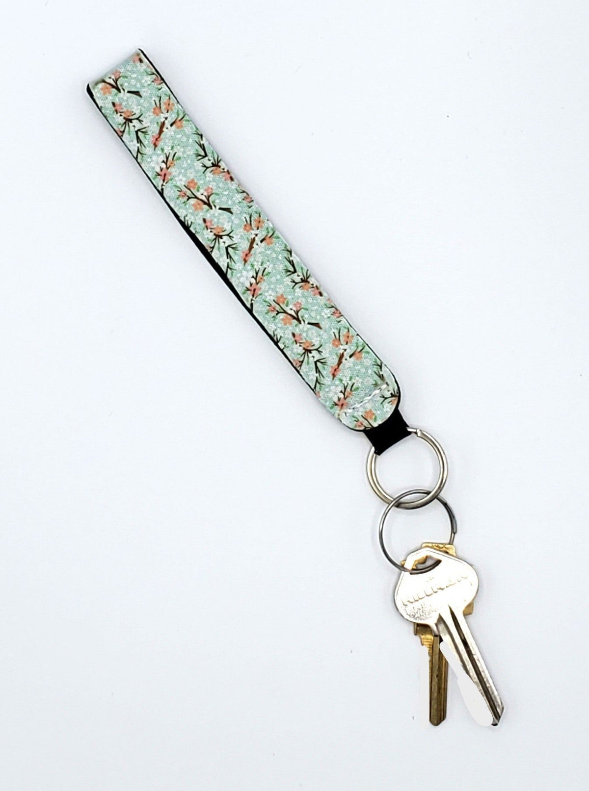Neoprene wrist lanyard, Sakura Light Blue design